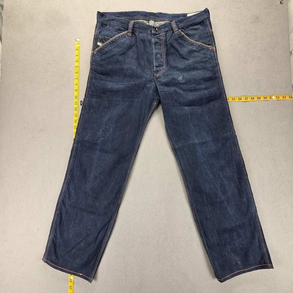 Diesel‎ Jeans Mens 34x32 Blue Zulow Straight Carpenter Button Fly 008IL